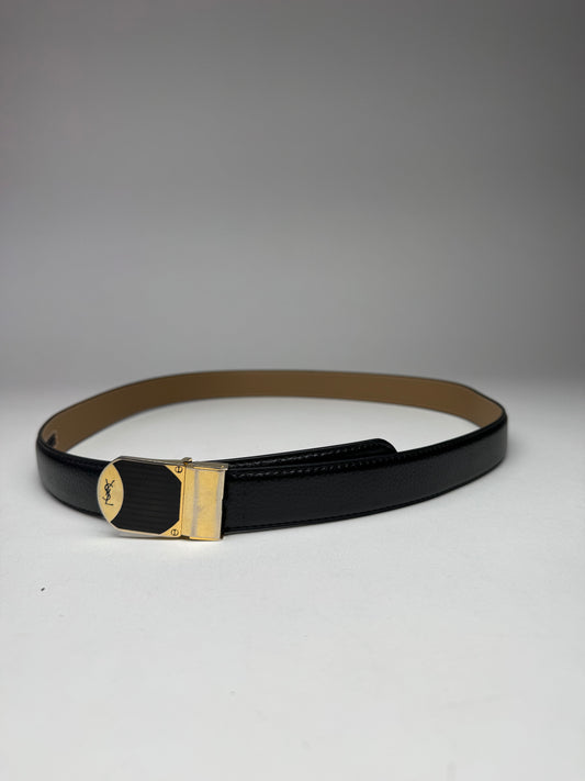 Vintage Yves Saint Laurent Leather Belt black