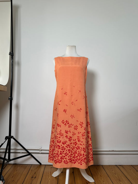 Vintage Balenciaga Silk Blend Dress Peach Red M