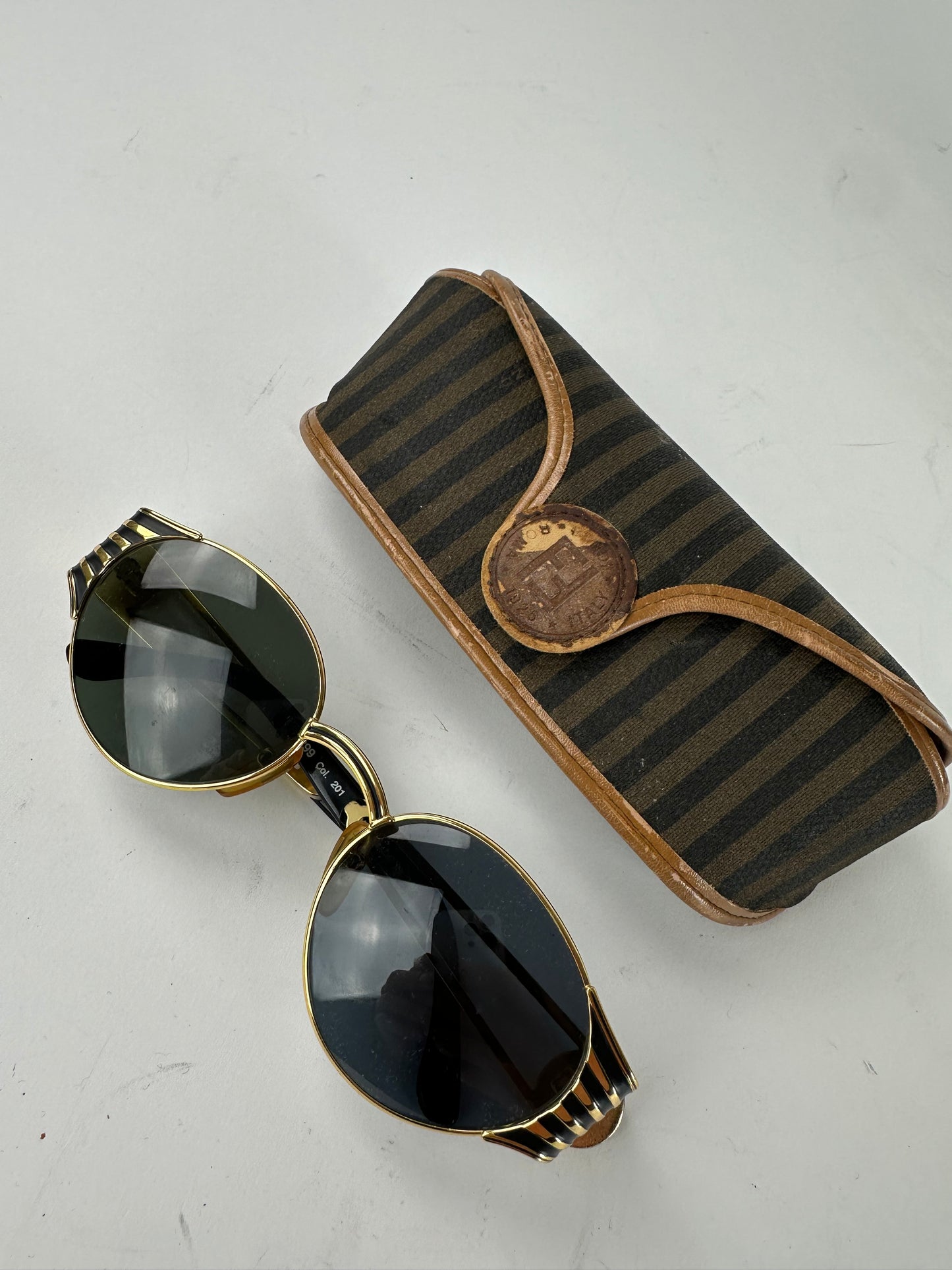 Vintage Fendi Sunglasses Black Gold