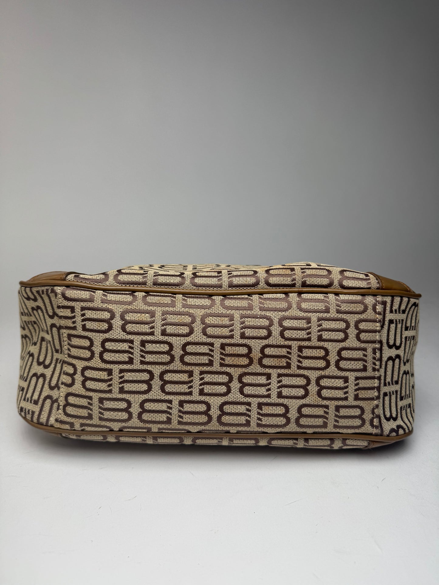 Sac vintage en cuir monogramme Balenciaga marron beige