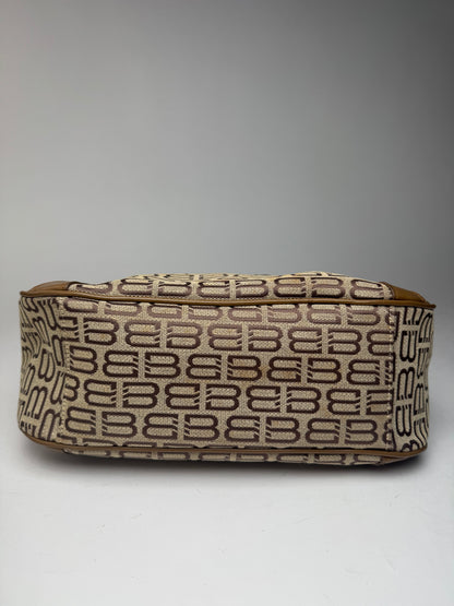 Sac vintage en cuir monogramme Balenciaga marron beige