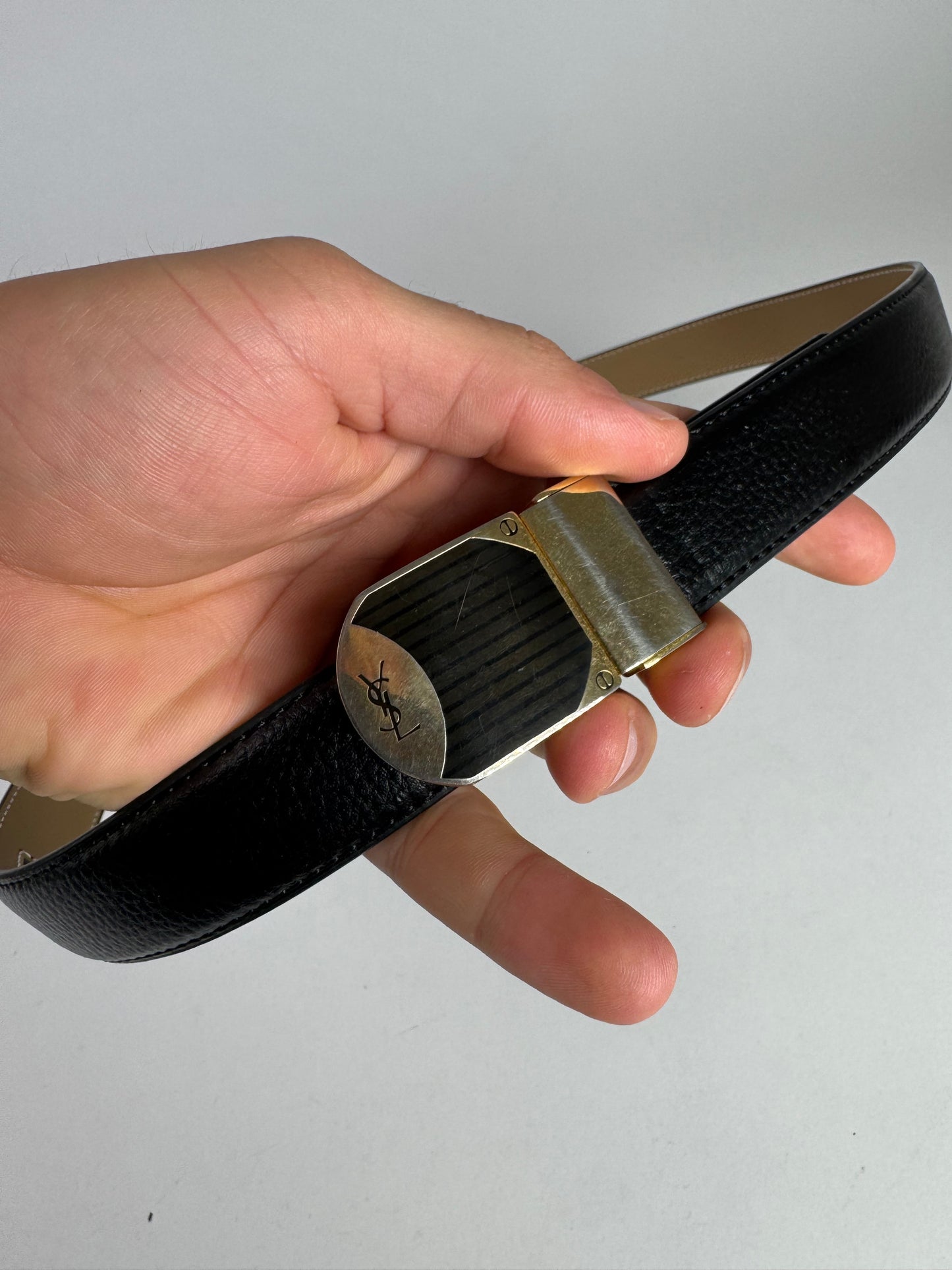 Vintage Yves Saint Laurent Leather Belt black