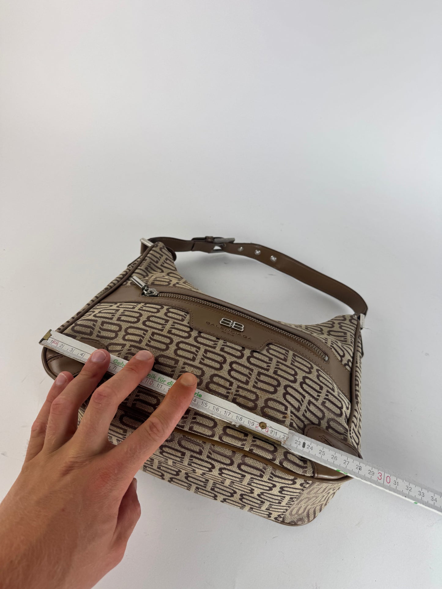 Sac vintage en cuir monogramme Balenciaga marron beige