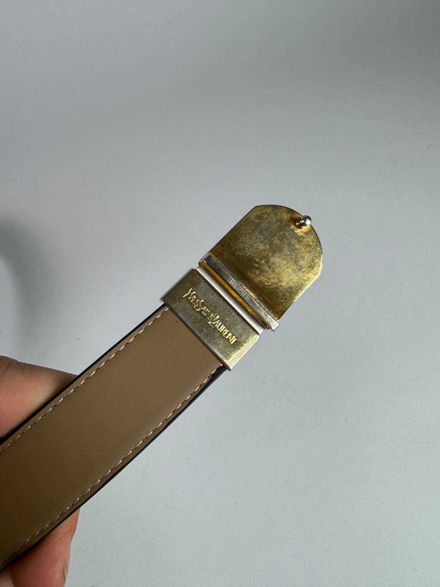 Vintage Yves Saint Laurent Leather Belt black