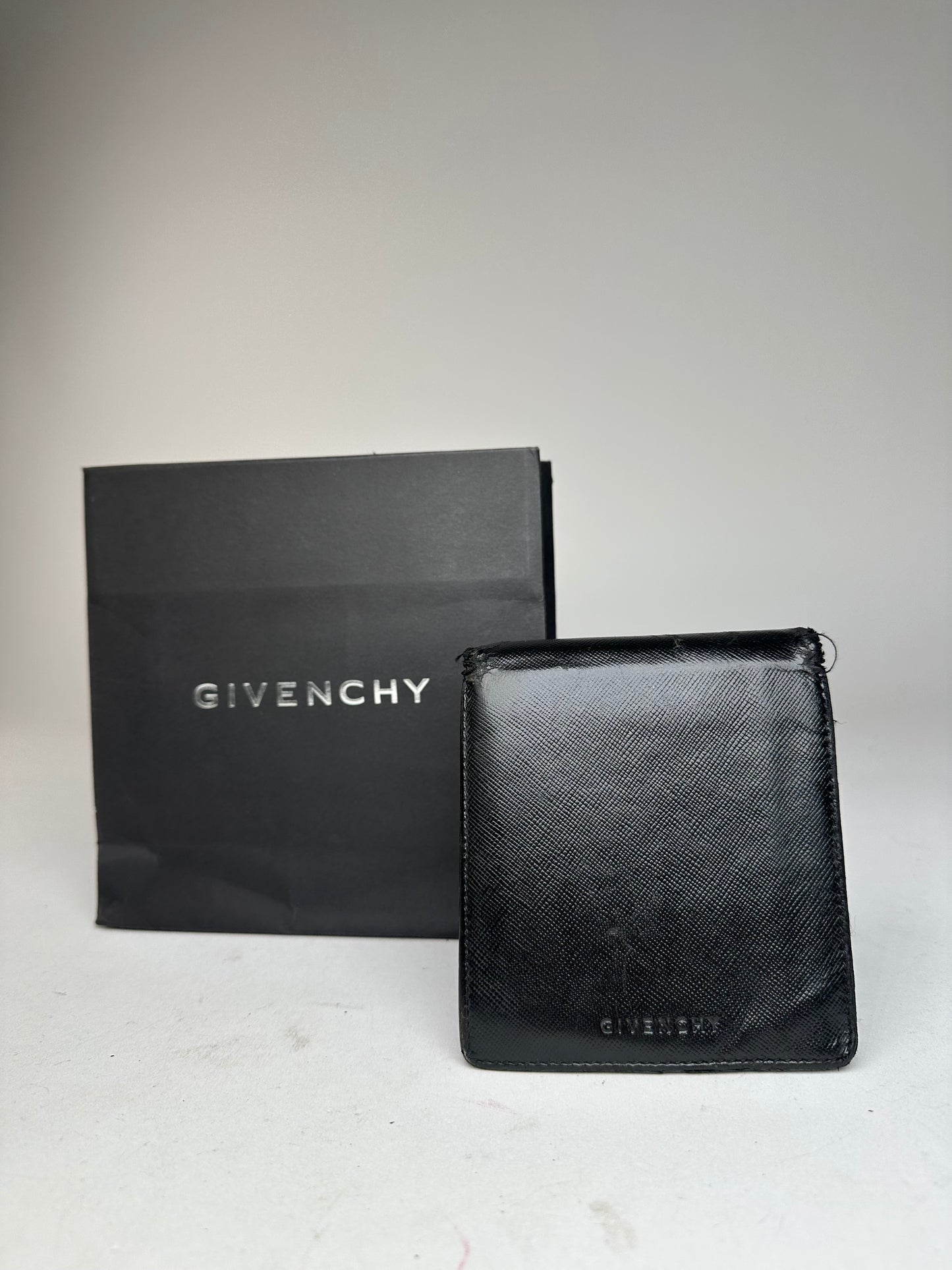 Vintage Givenchy Saffiano Leather Bifold Wallet Black