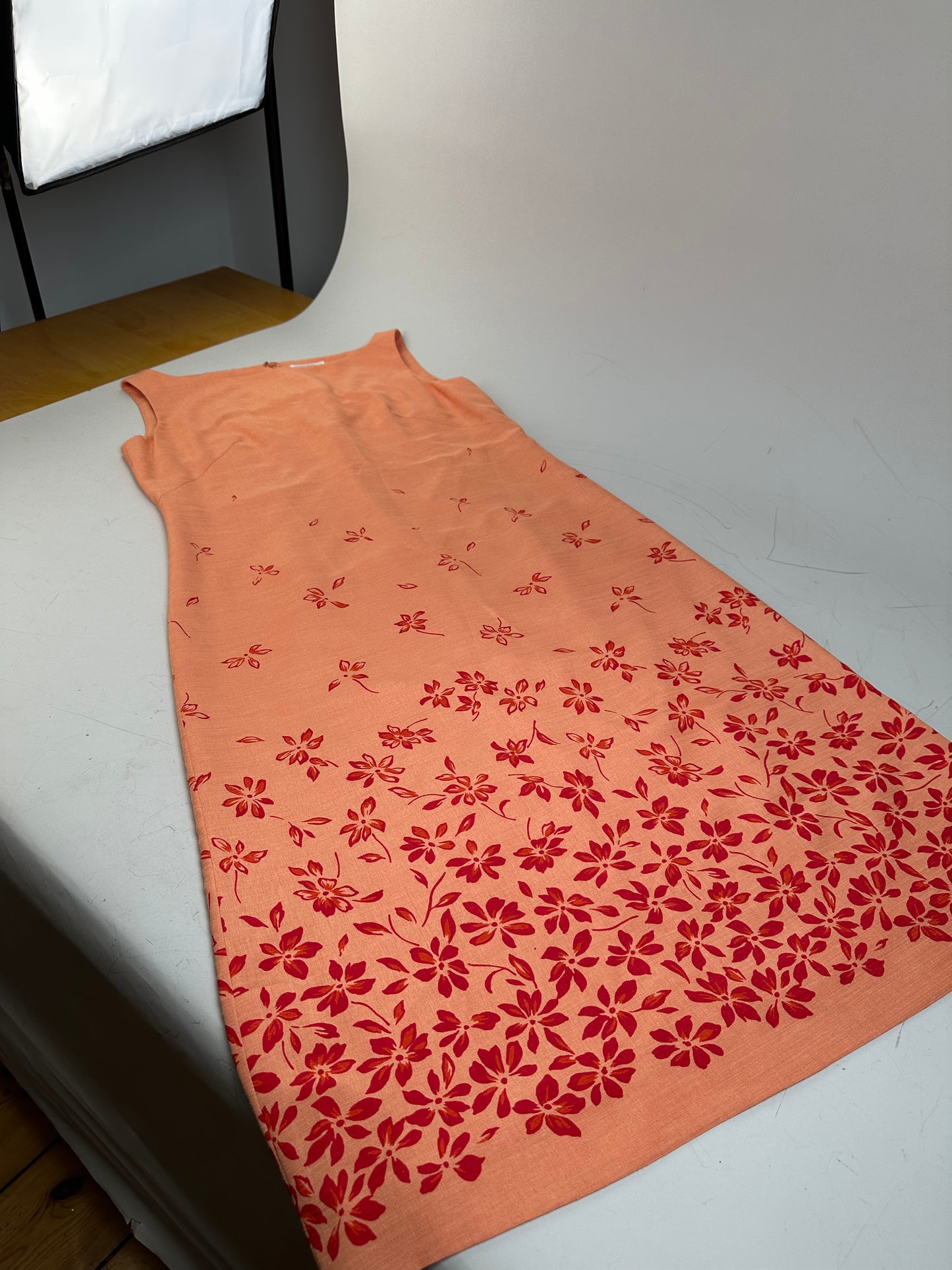 Vintage Balenciaga Silk Blend Dress Peach Red M