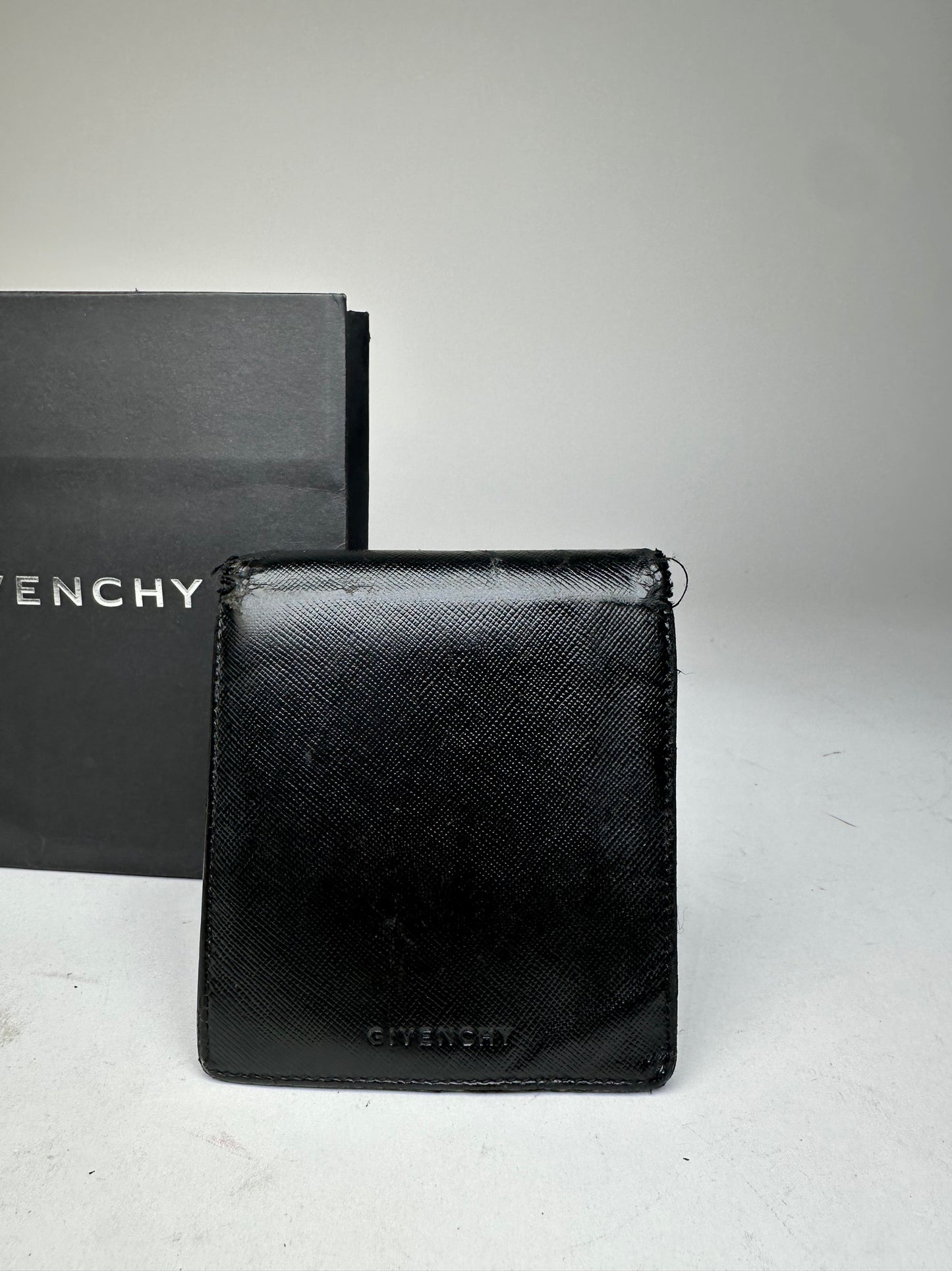 Vintage Givenchy Saffiano Leather Bifold Wallet Black