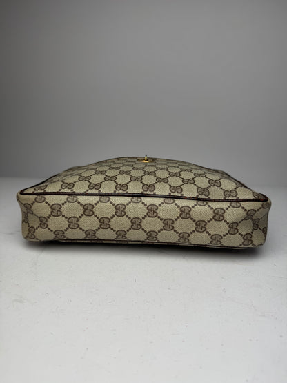 Vintage Gucci Ophidia Monogram Leather Clutch Grey Brown