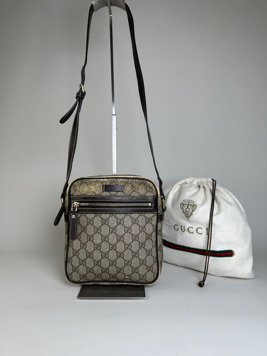 Vintage Gucci GG Supreme Crossbody Bag Late 1990s Beige Brown