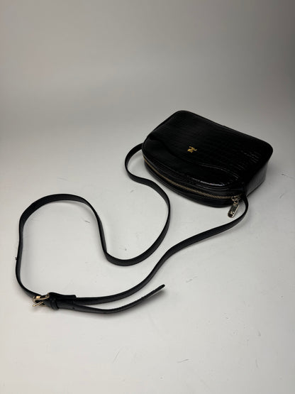 Sac bandoulière vintage Courreges Paris en cuir verni noir