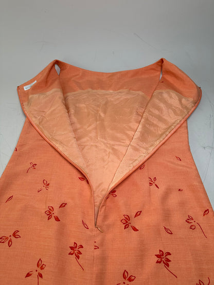 Vintage Balenciaga Silk Blend Dress Peach Red M