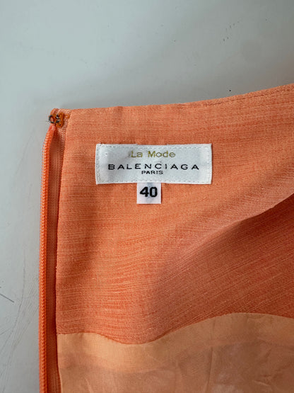 Vintage Balenciaga Silk Blend Dress Peach Red M