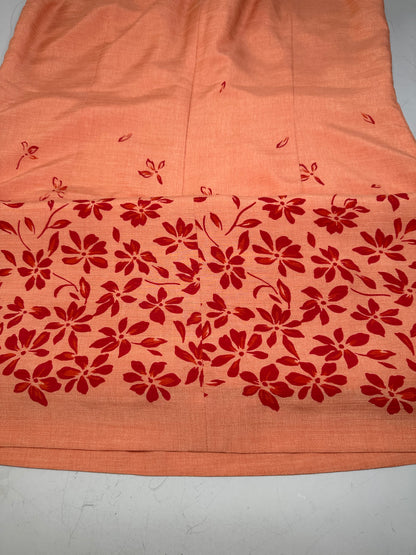 Vintage Balenciaga Silk Blend Dress Peach Red M