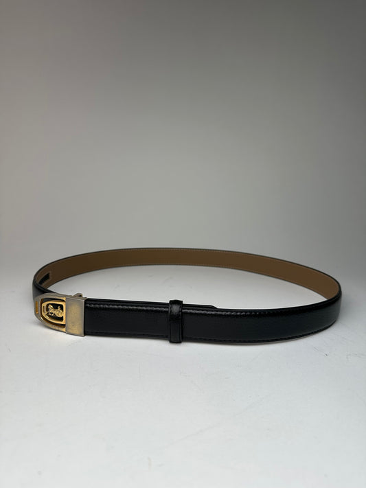 Vintage Celine Paris Snake Emblossed Leather Belt Black