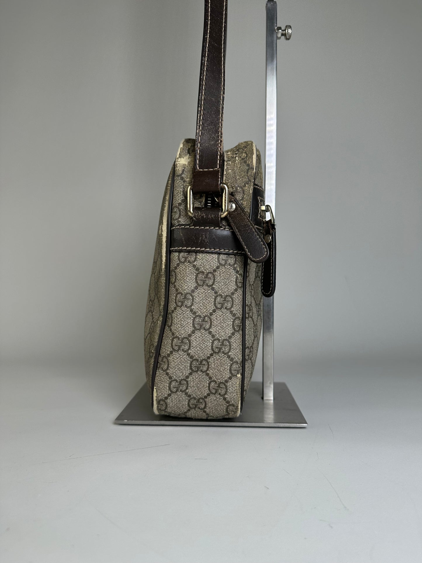 Vintage Gucci GG Supreme Crossbody Bag Late 1990s Beige Brown