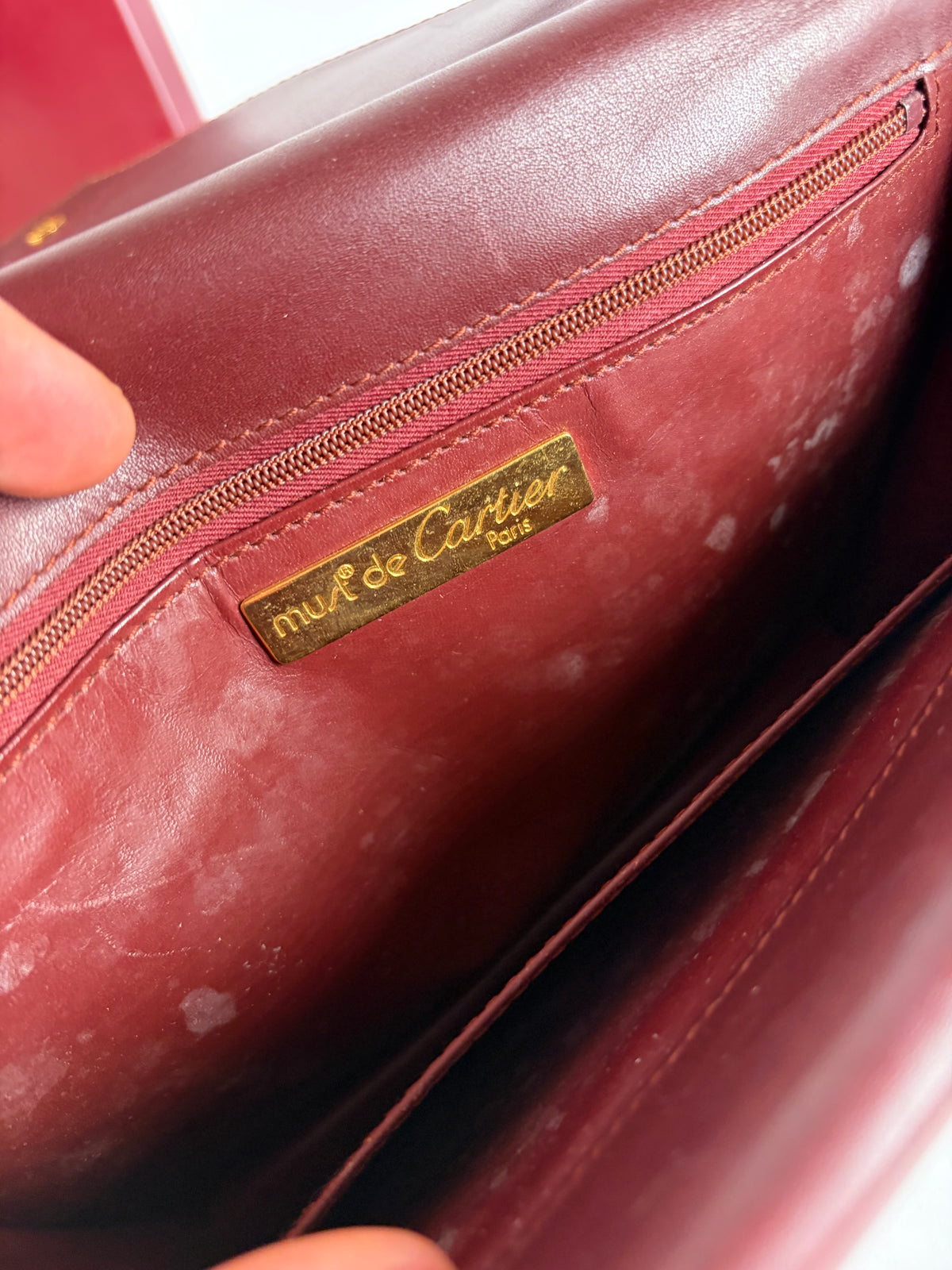 Vintage Cartier Flap Crossbody Bag c. Late 1980s Burgundy Leather