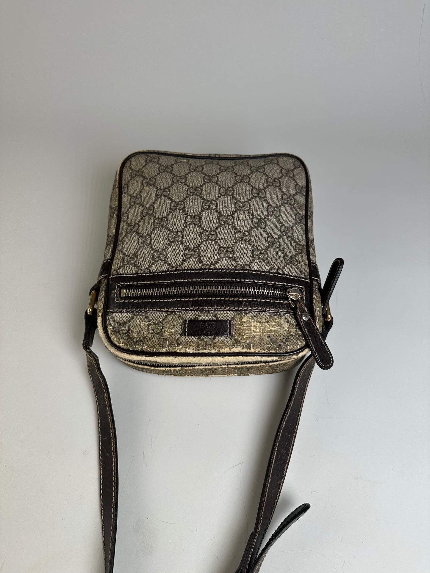 Vintage Gucci GG Supreme Crossbody Bag Late 1990s Beige Brown