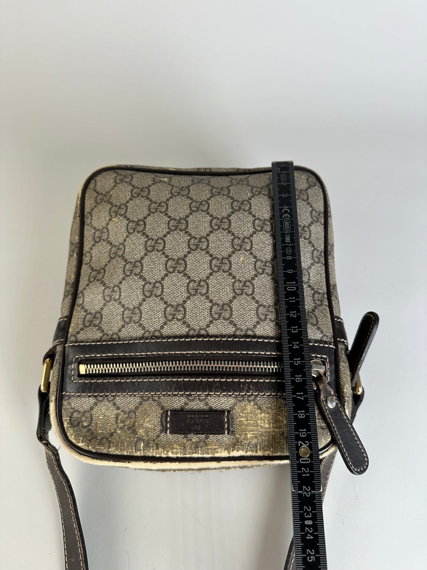 Vintage Gucci GG Supreme Crossbody Bag Late 1990s Beige Brown