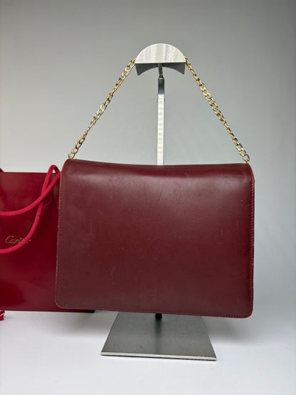 Vintage Cartier Flap Crossbody Bag c. Late 1980s Burgundy Leather