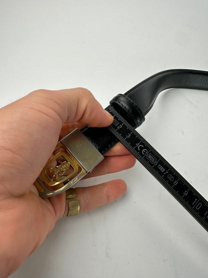 Vintage Celine Paris Snake Emblossed Leather Belt Black