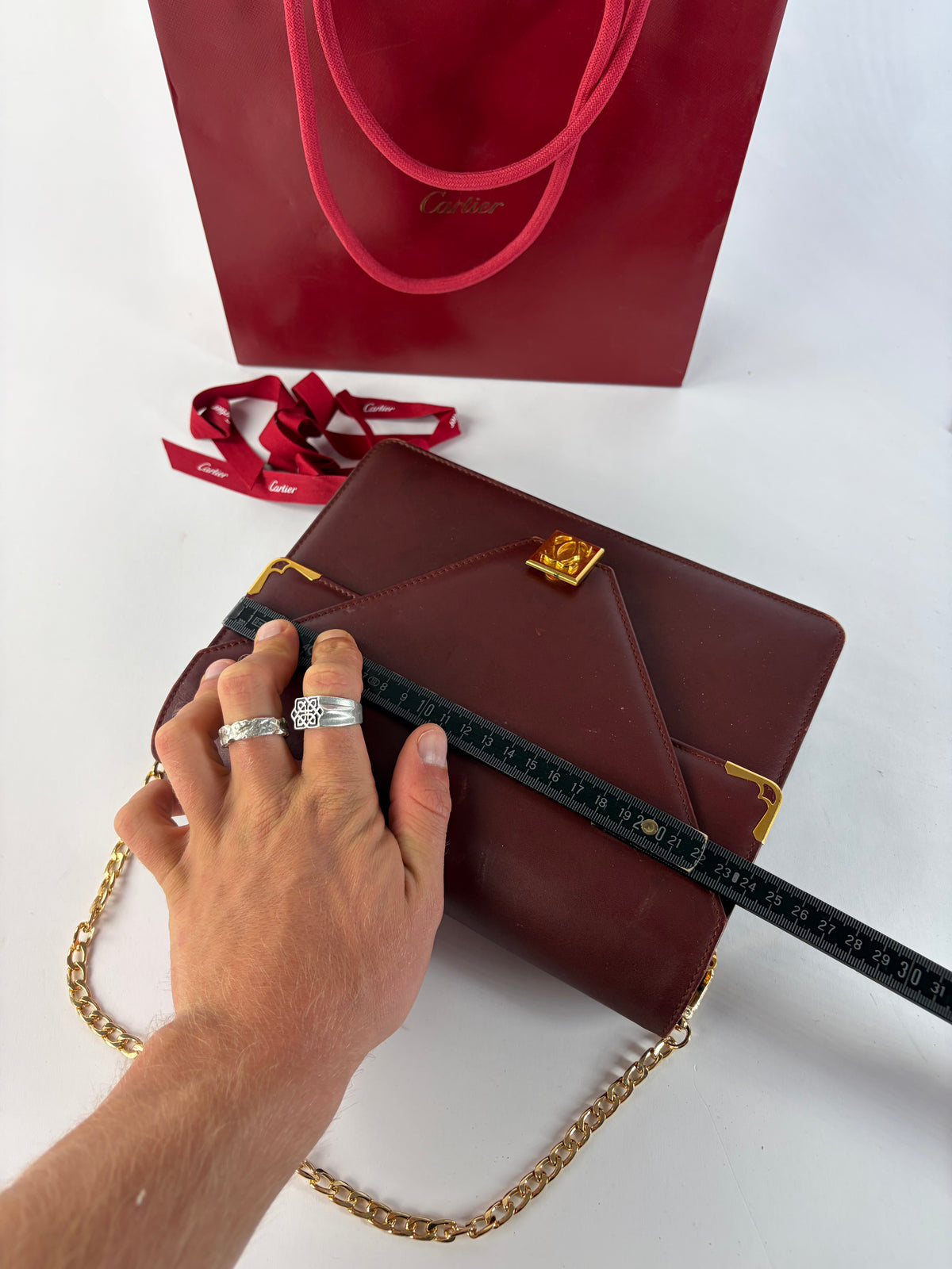 Vintage Cartier Flap Crossbody Bag c. Late 1980s Burgundy Leather