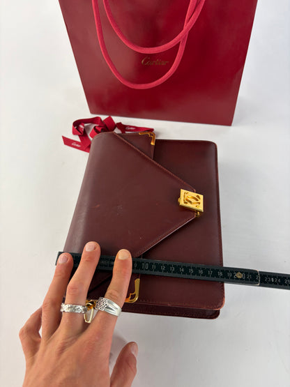Vintage Cartier Flap Crossbody Bag c. Late 1980s Burgundy Leather