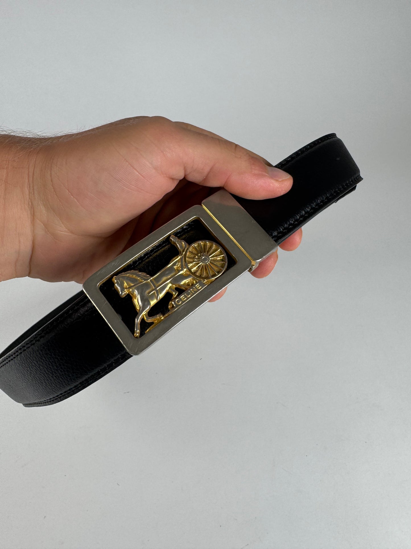 Vintage Celine Paris Leather belt black