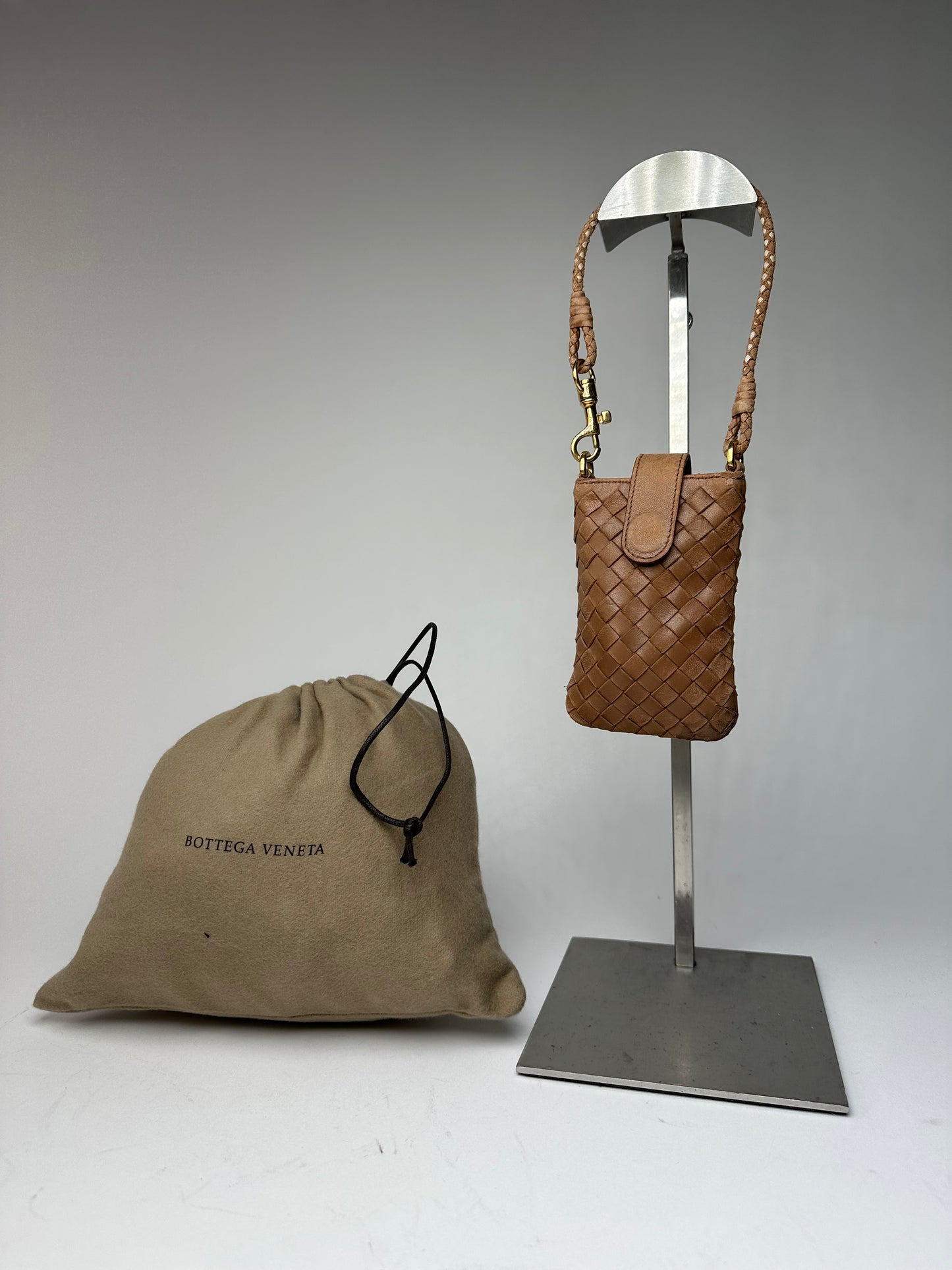 Vintage Bottega Veneta Intrecciato Leather Mini Bag Brown