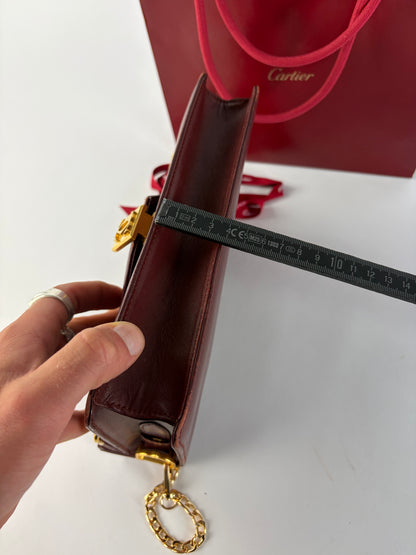 Vintage Cartier Flap Crossbody Bag c. Late 1980s Burgundy Leather