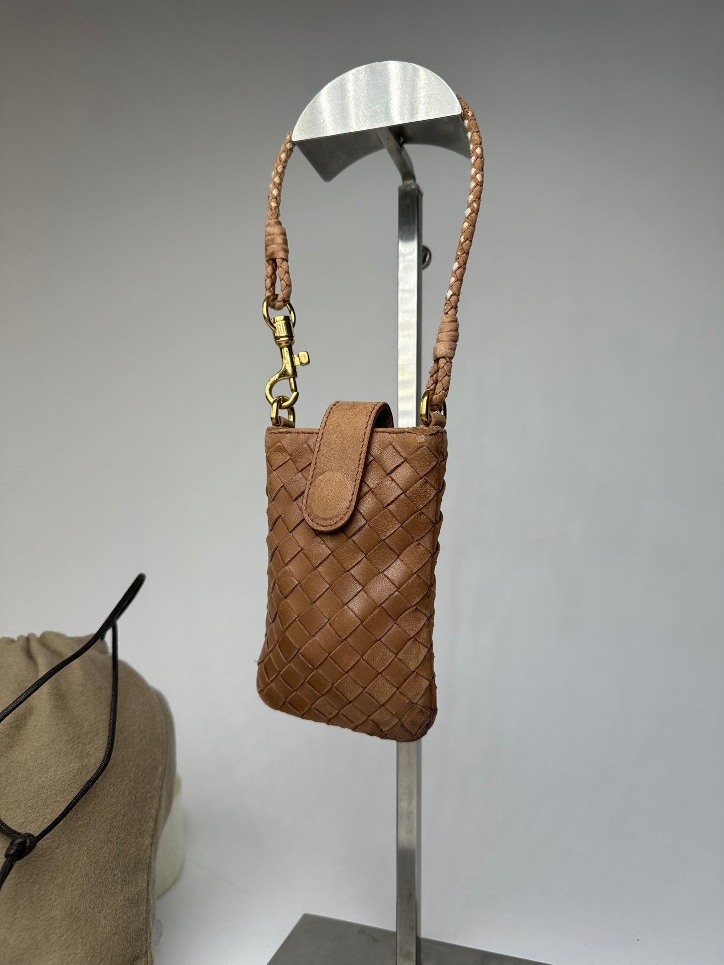 Vintage Bottega Veneta Intrecciato Leather Mini Bag Brown