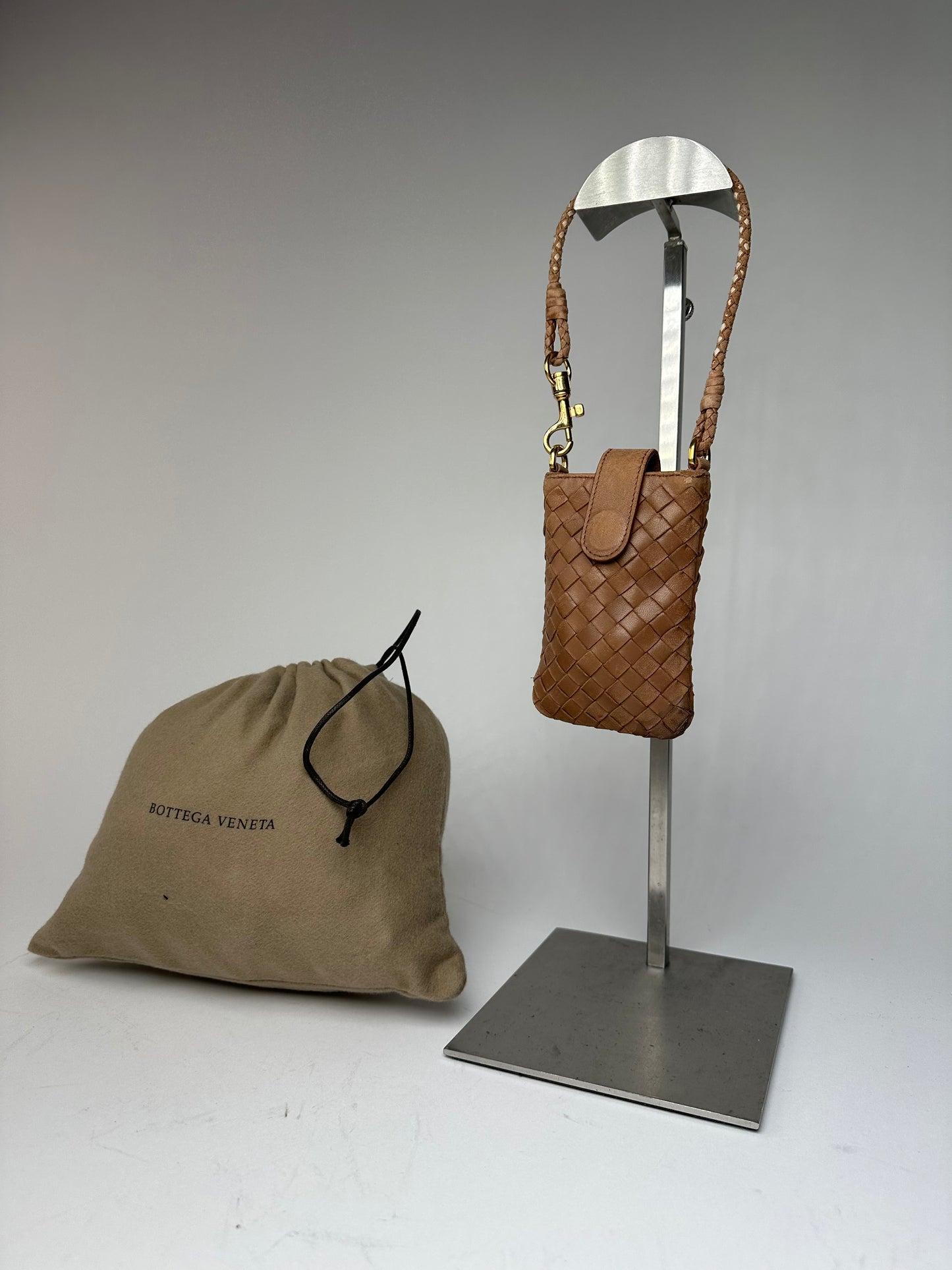 Vintage Bottega Veneta Intrecciato Leather Mini Bag Brown
