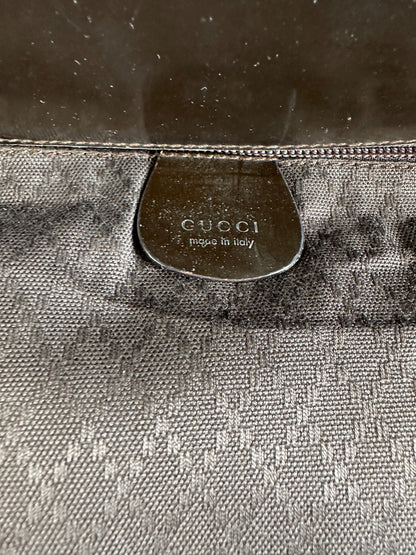 Vintage Gucci Nylon Tote Bag Dark Brown Silver