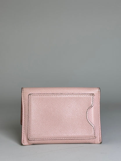 Vintage Ferragamo Saffiano Leather Wallet Light Pink Gold-Tone