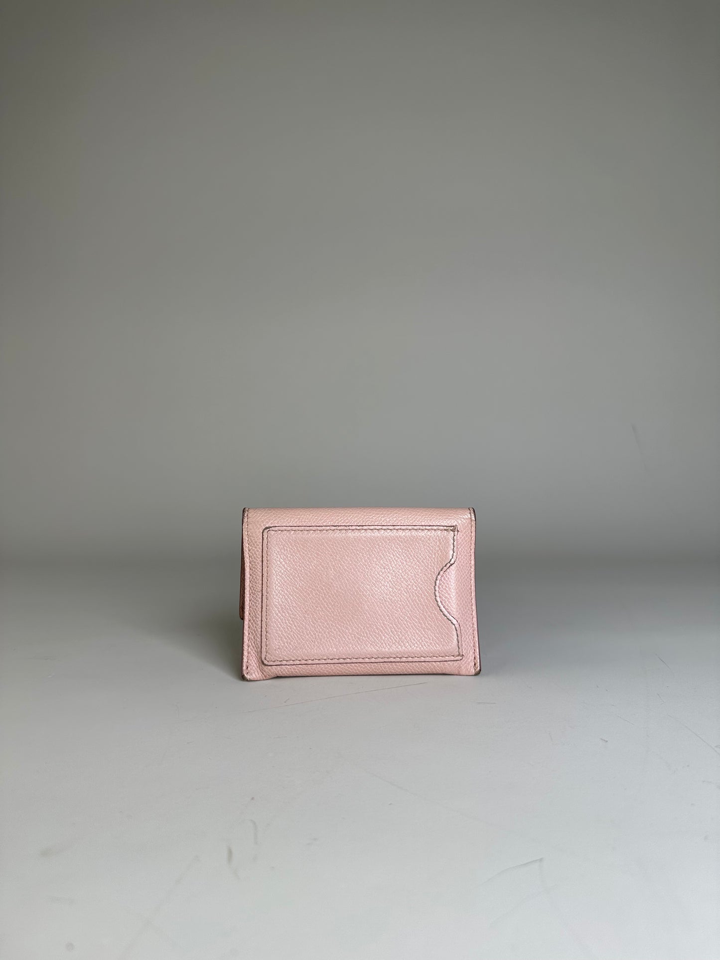 Vintage Ferragamo Saffiano Leather Wallet Light Pink Gold-Tone