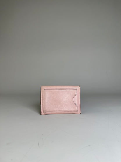 Vintage Ferragamo Saffiano Leather Wallet Light Pink Gold-Tone