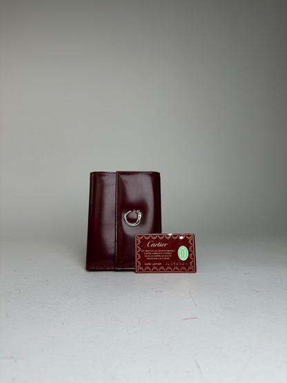 Vintage Cartier Panthère Leather Bifold Wallet Burgundy