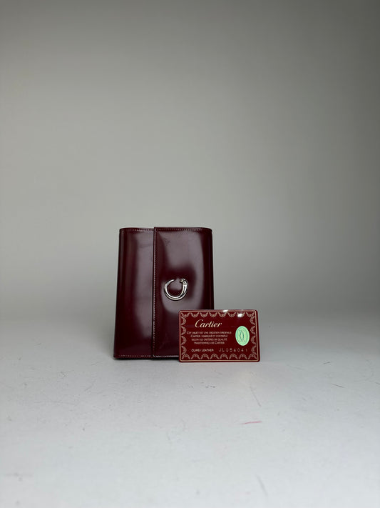 Vintage Cartier Panthère Leather Bifold Wallet Burgundy