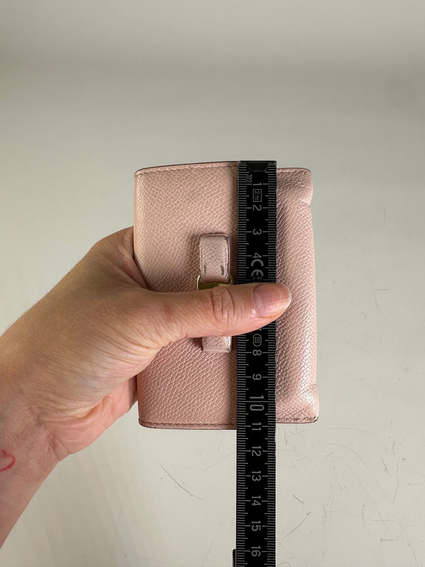 Vintage Ferragamo Saffiano Leather Wallet Light Pink Gold-Tone