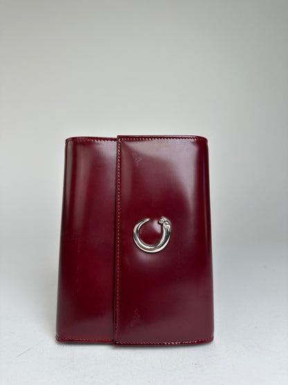 Vintage Cartier Panthère Leather Bifold Wallet Burgundy
