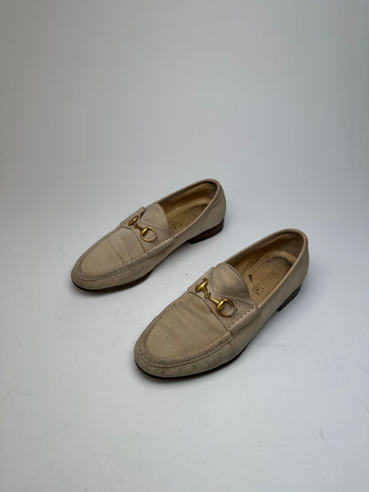 Vintage Gucci Horsebit Suese Loafer Beige EU37