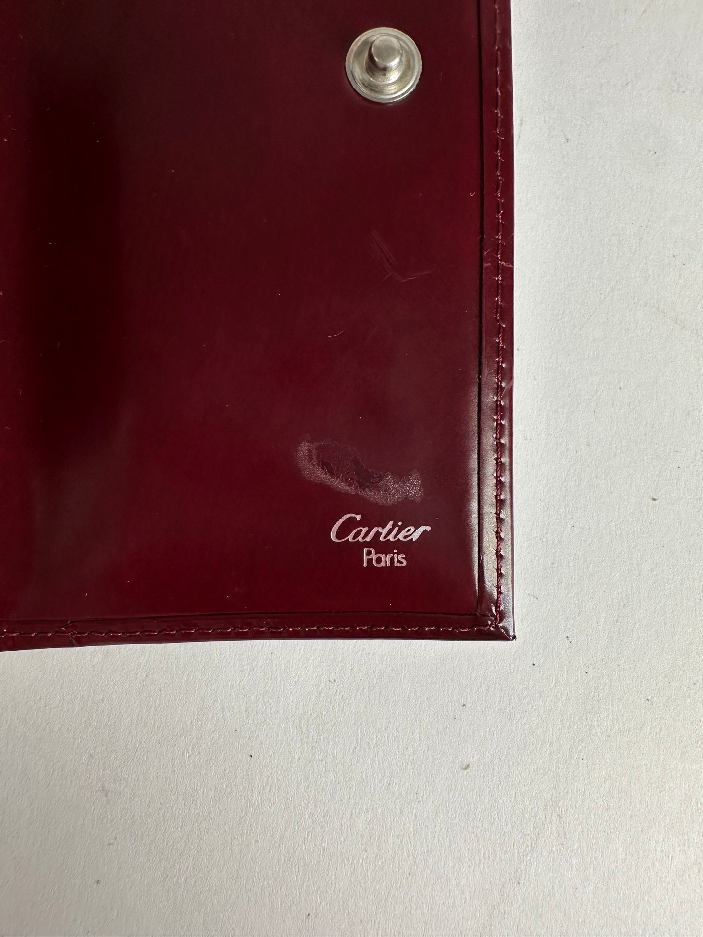 Vintage Cartier Panthère Leather Bifold Wallet Burgundy