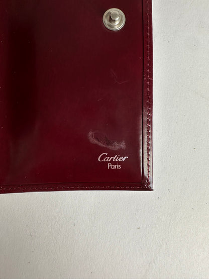 Vintage Cartier Panthère Leather Bifold Wallet Burgundy