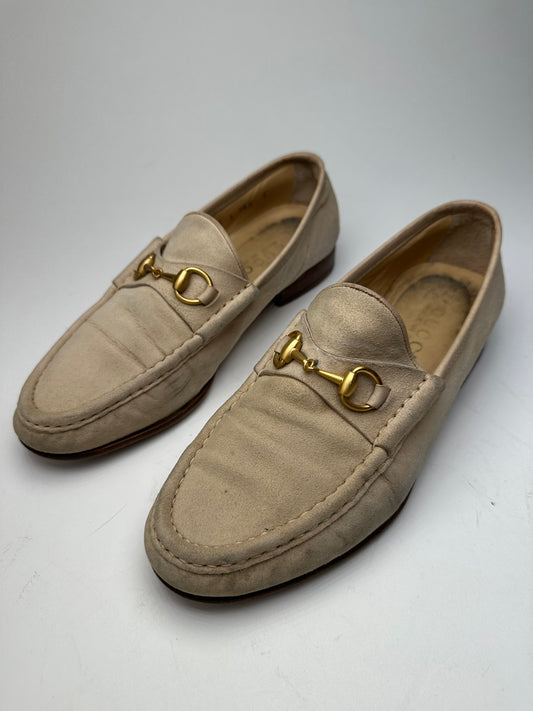 Vintage Gucci Horsebit Suese Loafer Beige EU37