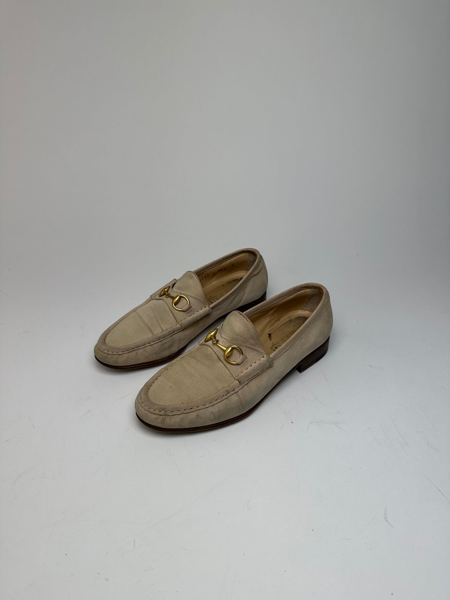 Vintage Gucci Horsebit Suese Loafer Beige EU37