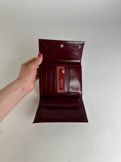 Vintage Cartier Panthère Leather Bifold Wallet Burgundy