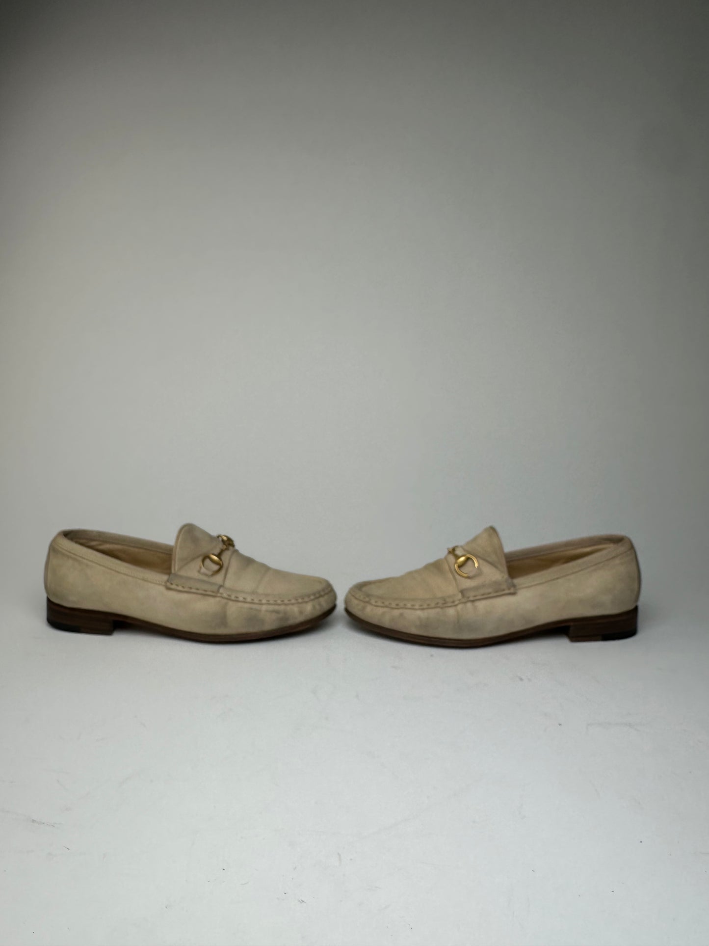 Vintage Gucci Horsebit Suese Loafer Beige EU37