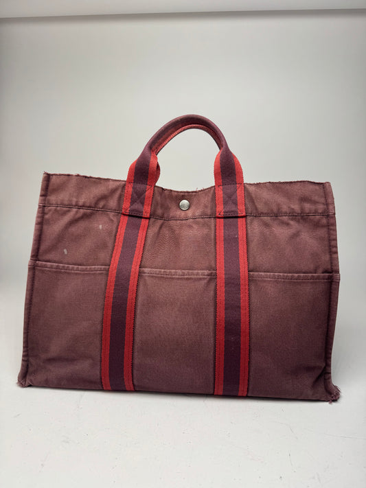 Vintage Hermes Tote Bag purple red
