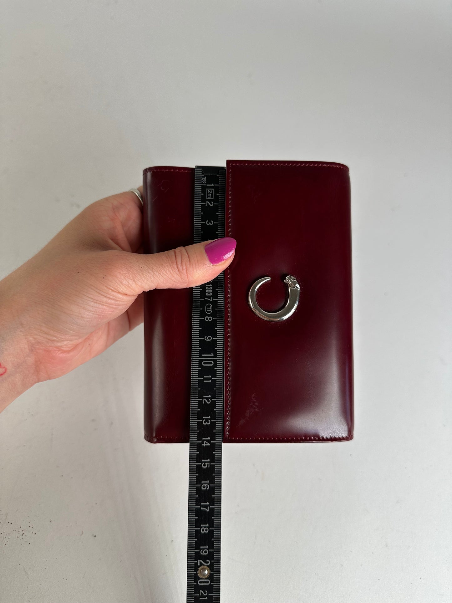Vintage Cartier Panthère Leather Bifold Wallet Burgundy