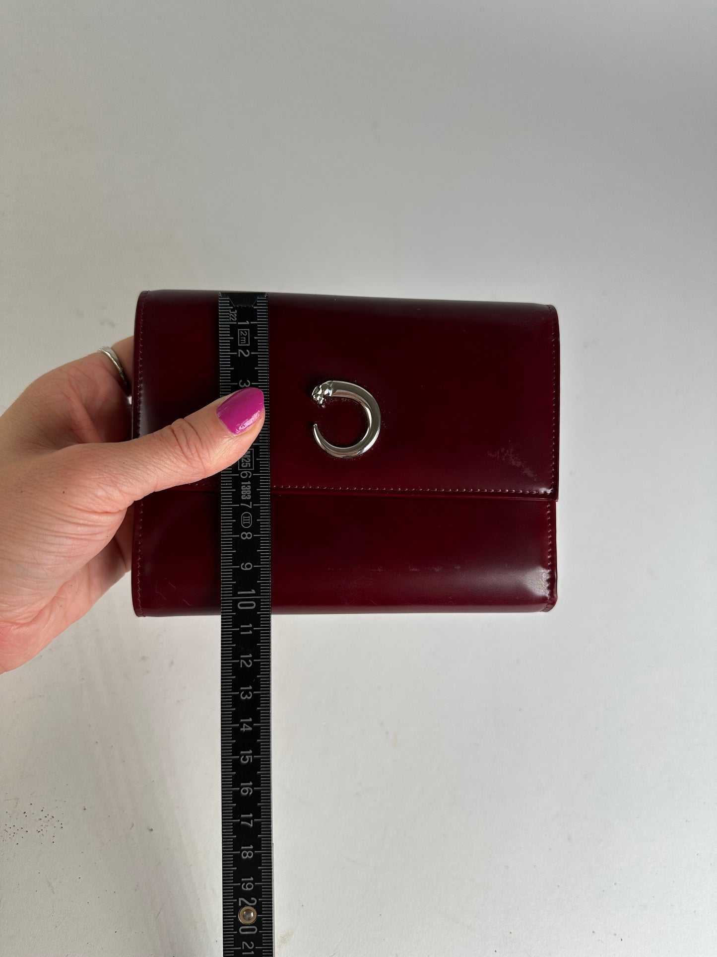 Vintage Cartier Panthère Leather Bifold Wallet Burgundy