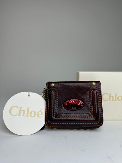 Vintage Chloé Paddington Leather Wallet Burgundy